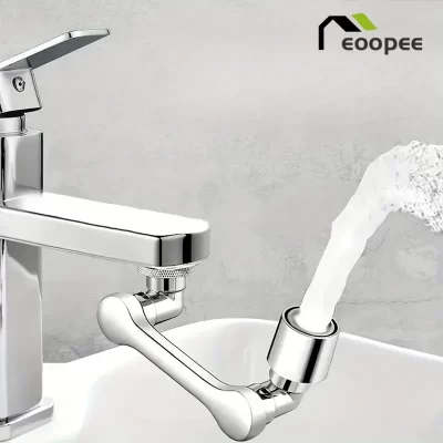 1080° Universal Rotation Faucet Washbasin Robot Arm Tap Dual Mode Sprayer Head Bathroom Sink Splash-proof Swivel Faucet
