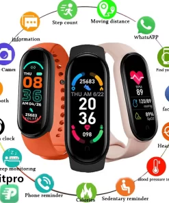 M6 Smart Watch Men Women Fitness Smart Bracelet Sports Band Heart Rate Blood Pressure Monitor Waterproof Multi-function Watches