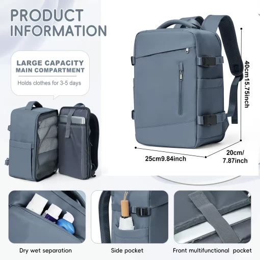 Men Laptop Backpack Wizzair Carry On Cabin Bag Ryanair 40x20x25 - Image 2