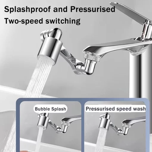 1080° Universal Rotation Faucet Washbasin Robot Arm Tap Dual Mode Sprayer Head Bathroom Sink Splash-proof Swivel Faucet - Image 6