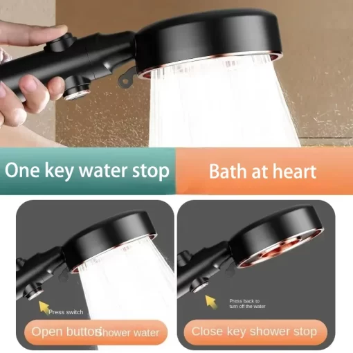 Xiaomi High Pressure Shower Head With Stop Button 3 Modes Adjustable Water Saving Spray Nozzle One Key Stop Bathroom Accessories - Image 2