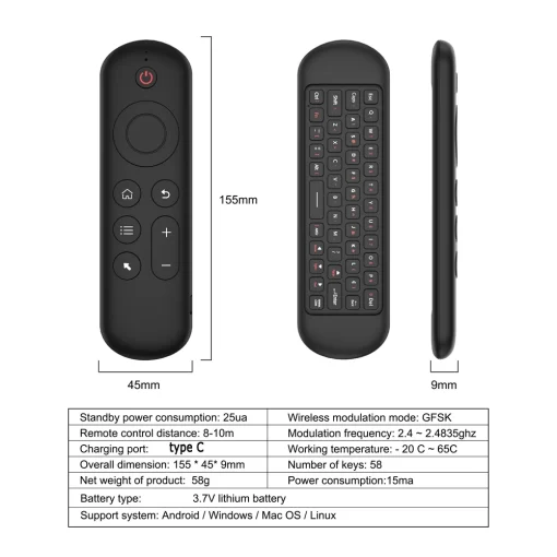 Air Mouse Remote Control Wireless Backlit Mini Keyboard Dual Mode BT5.2 7 Color Backlight For Android Smart TV Box PC - Image 4